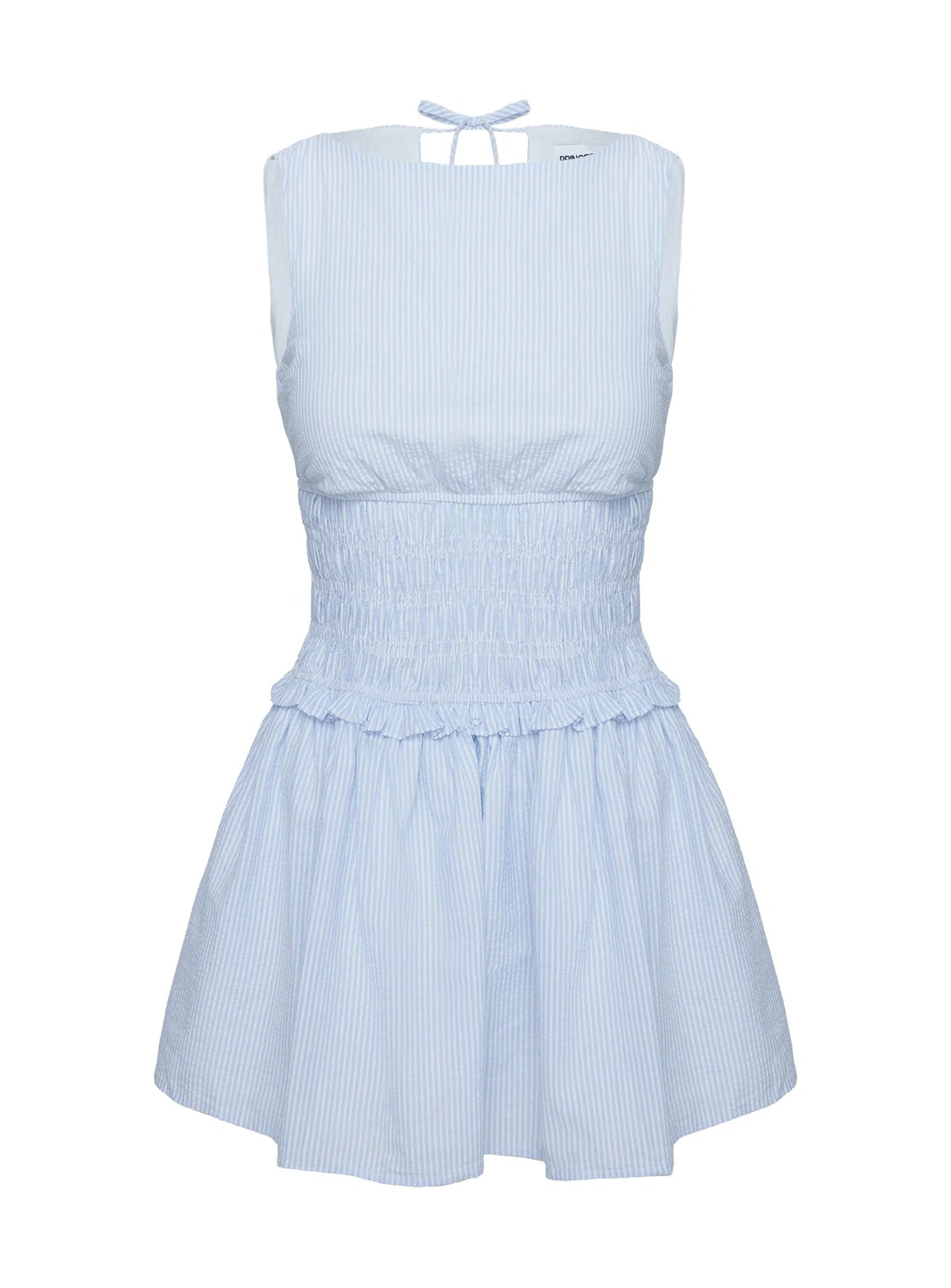 Yennifer Shirred Mini Dress Blue / White Petite